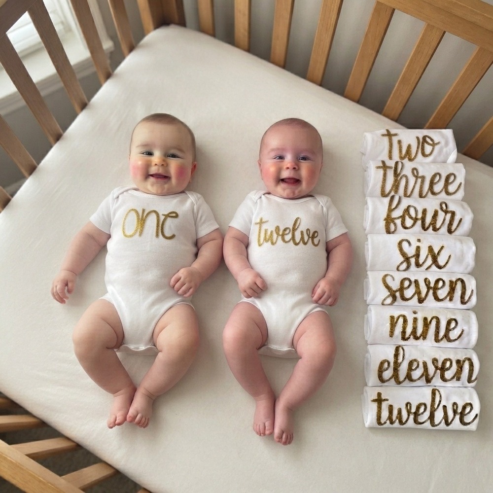 Navi Boo Baby - Twelve Months Bodysuit Gift Set / Gold Glitter New (Box Defect)
